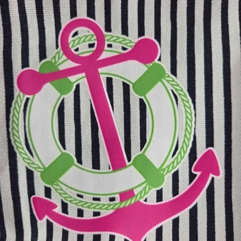Thirty-one mini zipper pouch navy stripe with anchor print new in package